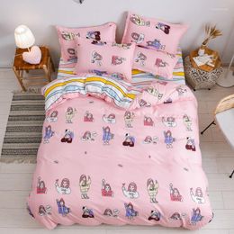 Bedding Sets Kawaii Set Bear Cartoon Girls Duvet Cover Adult Child Bed Sheets Pillowcases Comforter Linen Home Textile Double