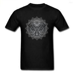 Men's T Shirts Elephant Emblem Vintage Tops Black TShirt For Men Top Tshirts Camisa Cotton Clothes Mandala Tees Custom