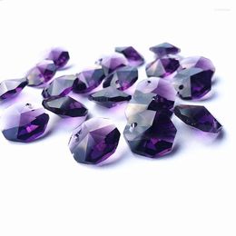 Chandelier Crystal 100pcs/lot 14mm Violet Octagon Beads In One Hole For Pendants Glass Curtain Supplies