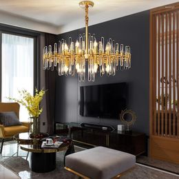 Pendant Lamps All Copper Post-modern Light Luxury Chandelier Crystal Living Room Lamp Nordic Style Bedroom Simple Home Dining Lighting