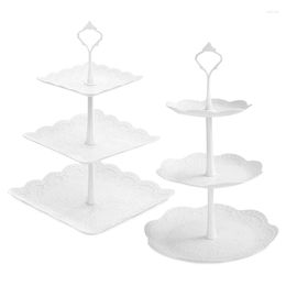 Plates Cupcake Stand 2Pack 3-Tier Dessert Mini Cakes Fruit Candy Display Tower Cookie Tray Rack Buffet Holder Cake