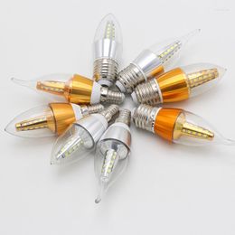 10Pcs/Lot LED Bulb Candle E14 E27 5W 7W 9W 12W Golden Aluminum Light AC 220V Lamp Cool Warm White Lampada Bombillas Lumiere