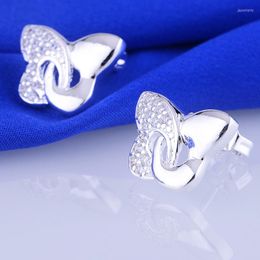 Hoop Earrings Silver Plated Fashion Jewelry Butterfly Shiny Inlaid /cfsakwza Dxaamoha LQ-E146