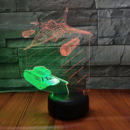 Table Lamps Fighter Tank 3d Visual Night Light Creative Seven Colour Touch Charging Led Stereo Gift Lamp