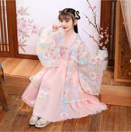 Stage Wear Chinese Traditional Tang Suit Hanfu Dress Girl National Costume Fairy Baby Kids Folk Show Dance