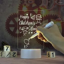 Night Lights USB Message Board Light Acrylic Note Holiday With Pen LED Transparent Gift For Children Decoration