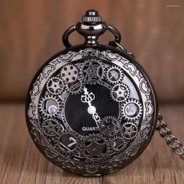 Pocket Watches Fashion Retro Quartz Watch With Black Accessory Necklace Chain Pendant Reloj De Bolsillo