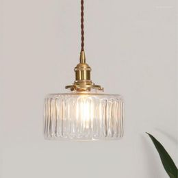 Pendant Lamps Led Lamp Nordic Retro Brass Glass Dining Room Bedside E27 Small Light Decorations For Home