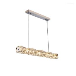 Pendant Lamps Chrome Crystal Chandelier Led Lamp Lighting El Fixture Lustre Pendente Cafe Kitchen Light Strip Foyer Long Hanging