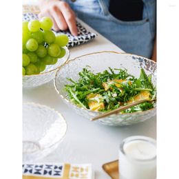 Bowls Soup Mixing Bowl Japan Style Noodle Salad Fruit Desserts Glass With Gold Line Transparent Ramen Glasses 1050ml