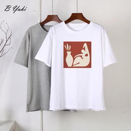 Women's T Shirts Blessyuki Aesthetic Cotton Printed Woman Summer Casual Basic Chic Tees Female Vintage Loose Gothic Graphic Tops