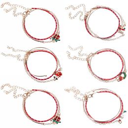 Link Bracelets Imixlot 3pcs/set Fashion Multi-layer Charm Santa Claus Snowman Candy Pendant Bracelet Women Girls Christmas Jewellery Gifts