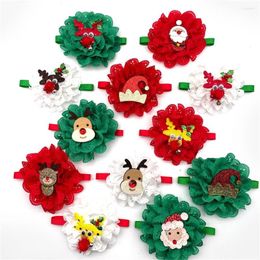 Dog Apparel 50/100pcs Christmas Puppy Accessories Lace Flowers Bowties For Small Dogs Snowman Pet Bow Tie Grooming Bowtie