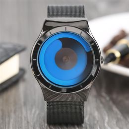 Wristwatches Unique Gradual Change Colour Quarzt Wristwatch For Men Turntable Watch Non-analog Male Clock Unisex Student Relogio MasculinoWri