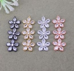 Pendant Necklaces 5 Pcs Metal Copper Micro Pave CZ Flower Link Beads Cubic Zirconia Connector For Jewelry Making