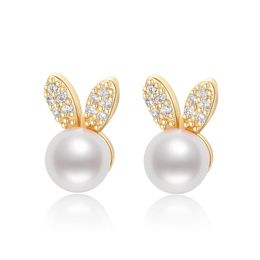 Stud Earrings Lnngy 14K Gold Filled 6-6.5mm Natural Freshwater Pearl Women Party Fine Jewelry Gifts