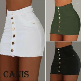 Skirts 2023 Women's Fashion Pencil Denim Jean Mini Skirt Button High Waist Sexy Casual Party Bodycon Short