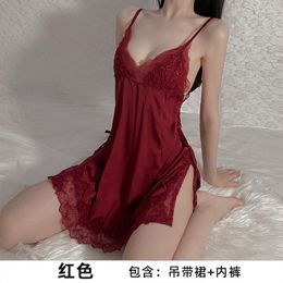 Women's Sleepwear Lingerie Women's Pure Desire Lace Attraction Perspective Pajamas Sexy Large Sling