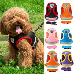 Dog Collars Adjustable Pet Harness And Leash Set Reflective Puppy Vest Breathable For Chihuahua Cute Accessories