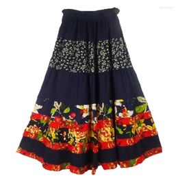 Skirts Makuluya Sweet Casual Vintage Bohemian Women's Prairie Chic Spliced Patchwork Flower Pattern Printed Pleated Long BHL6
