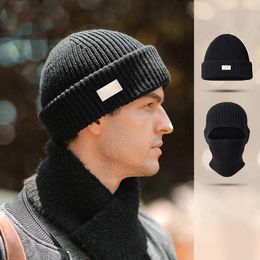 Cycling Caps Winter Knitted Hats Men's Outdoor Pure Cotton Thickened Warm Wool Cold Womens Neck Warmer Accessories