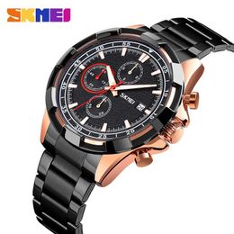 Wristwatches SKMEI 2023 Fashion Quartz Watch Men Multifunctional Stainless Steel Sport Luminous Alloy Case Waterproof Stopwatch 9192