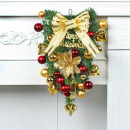 Christmas Decorations Mini Tree Wreath Ball Wall Hanging Ribbon Garland Door For Outdoor Winter