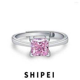 Cluster Rings SHIPEI Solid 925 Sterling Silver Crushed Cut 1.5CT Pink Sapphire Adjustable Wedding Fine Jewellery Engagement Ring Wholesale