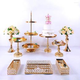 Plates 8-9pcs Wedding Cake Stand Home Party Display Decoration Desktop Afternoon Tea Birthday Dessert Fudge Wrought Tray