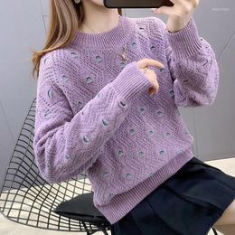 Women's Sweaters Chenille Women Loose Elegant Korean Sweater Top Autumn Winter Print Long Sleeve Casual Pullover Knitted ClothesWomen's Depe