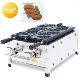 Bread Makers Mars LPG Gas 6 Molds Korean Poop Waffle Maker Machine Cartoon Weffel Iron Baker Making Pan In Street Food Equipment