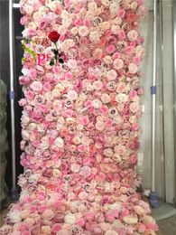 Decorative Flowers SPR Green Plants Roses Hydrangea Artificial Flower ROLL UP Wall For Wedding Baby Show Birthday Party