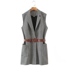 Women's Jackets Women Tweed Waistcoat 2023 Fashion Autumn Spring Coat Casual Ladies Houndstooth Outerwear Top Female ClothesWomen's