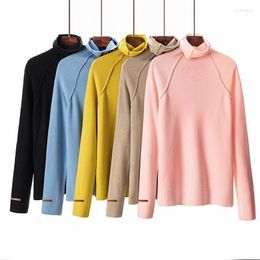 Women's Sweaters HLBCBG Fashion Turtleneck Warm Women Sweater High Neck Knitted Pullovers With Thumb Hole Fall Autumn Winter Jumper Top Perf
