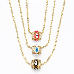 Pendant Necklaces Enamel Turkish Eye Necklace For Women Copper Gold Plated Beaded Cubic Zircon Jewellery Gifts Nkeb125Pendant Elle22