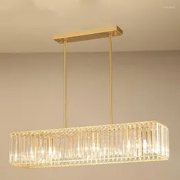 Pendant Lamps Rectangle Dining Chandelier Lighting Luxury Modern Crystal Light Kitchen Island Hanglamp LED Cristal Lustres