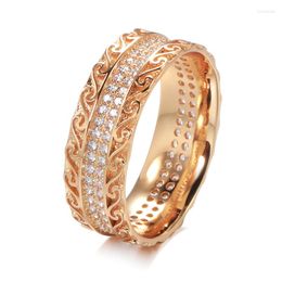 Wedding Rings Est Fresh 585 Rose Gold Color Ring For Women Trendy Jewelry Dazzling CZ Stone Large Modern Anillos