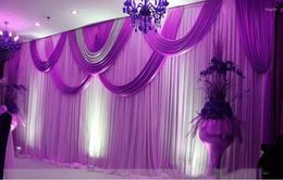 Party Decoration 3x6M Ice Silk Wedding Backdrop Drape With Swags Gold And Green Backdrops Curtain For Event