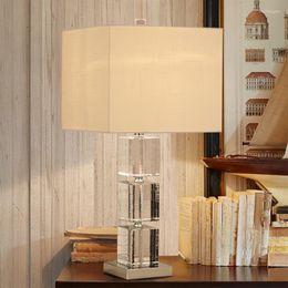 Table Lamps European Living Room Square K9 Crystal Lamp For Bedroom Bedside El Clubhouse Study Sample Decorative