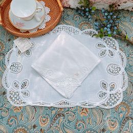 Table Mats & Pads 2pcs Lace Cotton Embroidery Place Mat Cloth Pad Cup Mug Doilies Dish Tea Christmas Placemat Kitchen AccessoryMats MatsMats