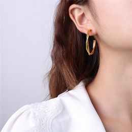 Stud Earrings Fashion Large Circle Round Piercing Jewellery For Women Accessories Bohemian Double Layer Stainless Steel Ear Cuffs
