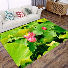 Carpets Beautiful Lotus Carpet For Livingroom Anti-slip Washable Mat Doormat Living Room Flannel Soft Bedroom RugCarpets
