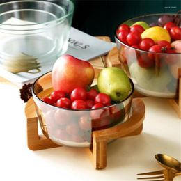 Plates Fruit Plate Glass Salad Bowl Wood Tray Nordic Style Snack Container