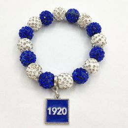 Strand Beaded Strands 6 Style Hand Made Elastic Greek Sorority Blue White Zeta Phi Beta Charm Pendant Bracelet Jewellery