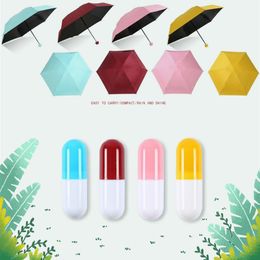 Umbrellas Mini Folding Small Umbrella With Package Box Pocket Parasol Rain Anti-UV Portable Travel Sunny Rainy Day