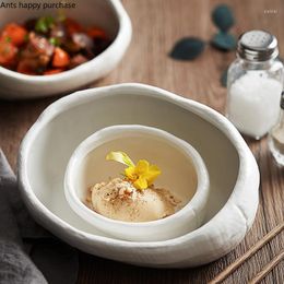 Bowls Irregular Ceramic Bowl Dinner Plate Seasoning Dish Fruit Salad Snack Tray Dessert Restaurant Decorative Tableware