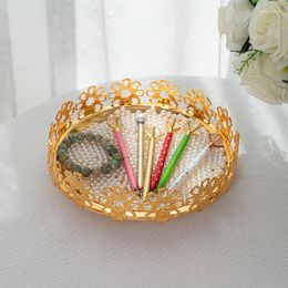 Jewelry Pouches Metal Tray Decoration Simple Plate Golden Round Living Room Snack Storage