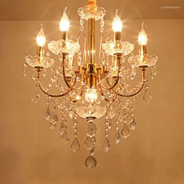 Chandeliers American Iron Art Vintage Style Crystal Chandelier Silver Bedroom Duplex Apartment Droplight Gold Villa El Hall Pendent Lamp