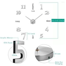 Wall Clocks 2023 3D Roman Numeral Acrylic Stickers Clock Home Living Room Ornament Diy Frameless Sticker Horloge Reloj De Pared