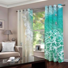 Curtain 3D Window Modern Beach Scenery Curtains For Living Room Bedroom Kids Wave Dolphin Drapes